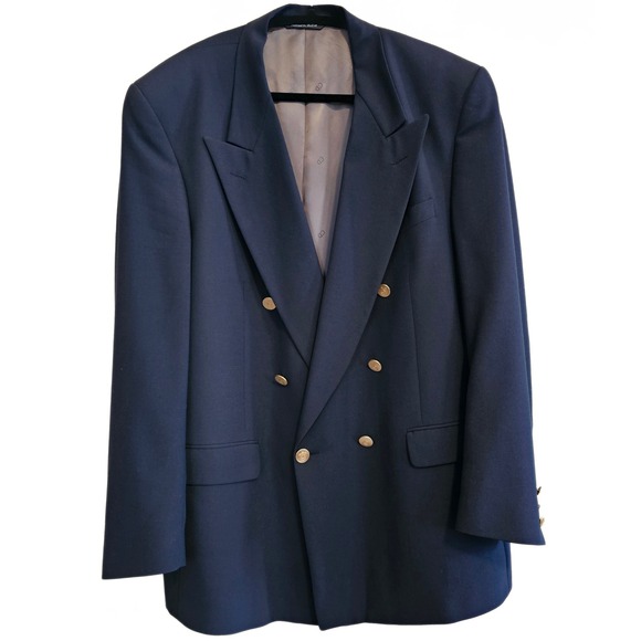 Christian Dior Other - Christian Dior Monsieur Double Breasted Blazer Men's 44L Navy Blue Gold Buttons